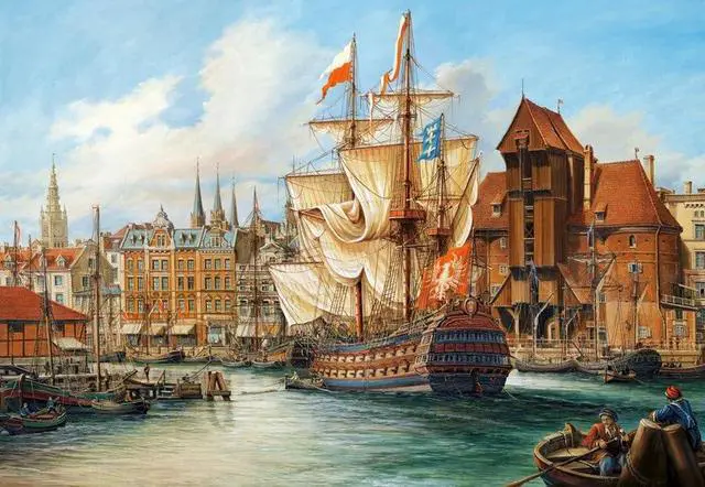 Alt view image 2 of 6 - CASTORLAND 1000 Piece Jigsaw Puzzles, The Old Gdansk, Poland, Historic Sailing Ship, Adult Puzzle, Castorland C-102914-2