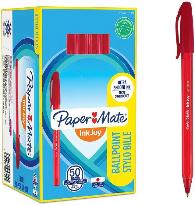 Main image of Paper Mate InkJoy 100ST Ballpoint Pens | Medium Point (1.0 mm) | Red | 50 Count