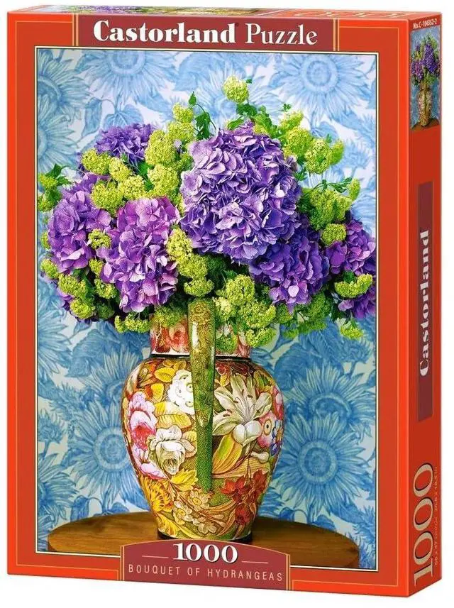 Main image of CASTORLAND 1000 Piece Jigsaw Puzzles, Bouquet of Hydrangeas, Floral still life art., Classic and colorful decor, Adult Puzzle, Castorland C-104352-2