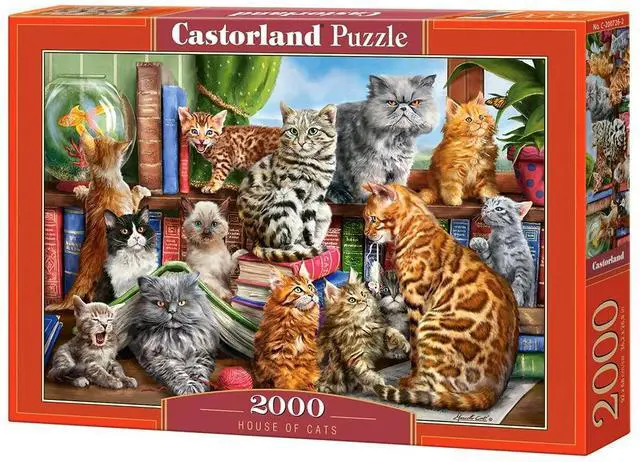 Main image of CASTORLAND 2000 Piece Jigsaw Puzzles, House of Cats, Happy Kittens, Pets, Animals, Adult Puzzles, Castorland C-200726-2