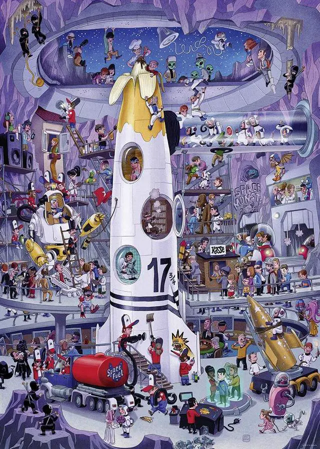Alt view image 2 of 3 - Heye 29790 "Rocket Launch Oesterle Triangular Puzzle (1000-Piece)
