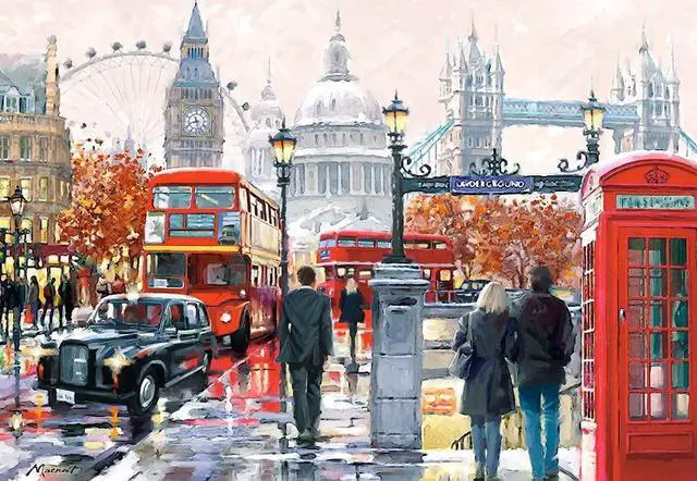 Alt view image 2 of 7 - CASTORLAND 1000 Piece Jigsaw Puzzle, London Collage, Colorful Puzzle of the UK, London puzzle, European Puzzle, Adult Puzzle, Castorland C-103140-2