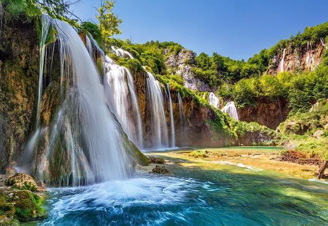 Alt view image 2 of 7 - CASTORLAND 1000 Piece Jigsaw Puzzles, Land of the Falling Lakes, National Park, Pure Nature, River Puzzle, Adult Puzzle, Castorland C-104185-2