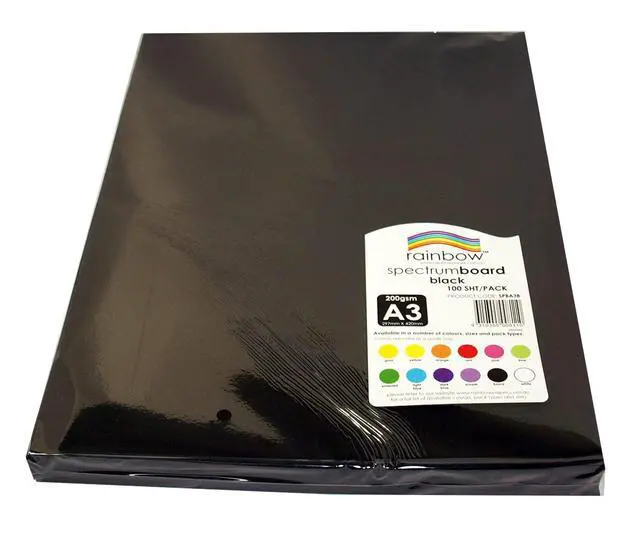 Alt view image 2 of 3 - RAINBOW Spectrum Board A3 200GSM Black Pack 100