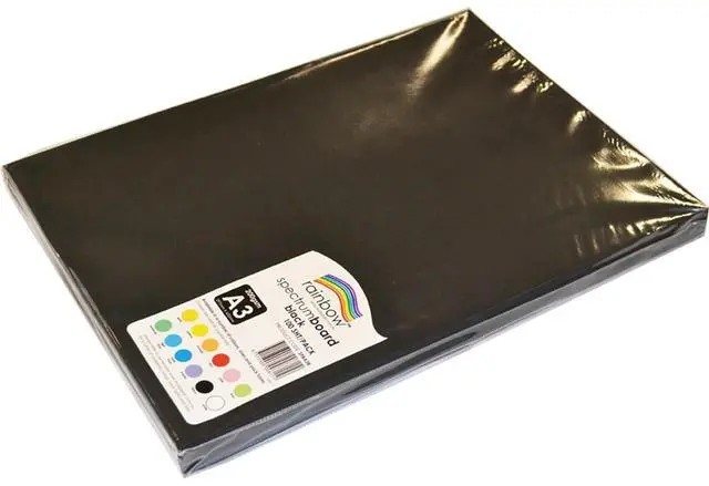 Main image of RAINBOW Spectrum Board A3 200GSM Black Pack 100