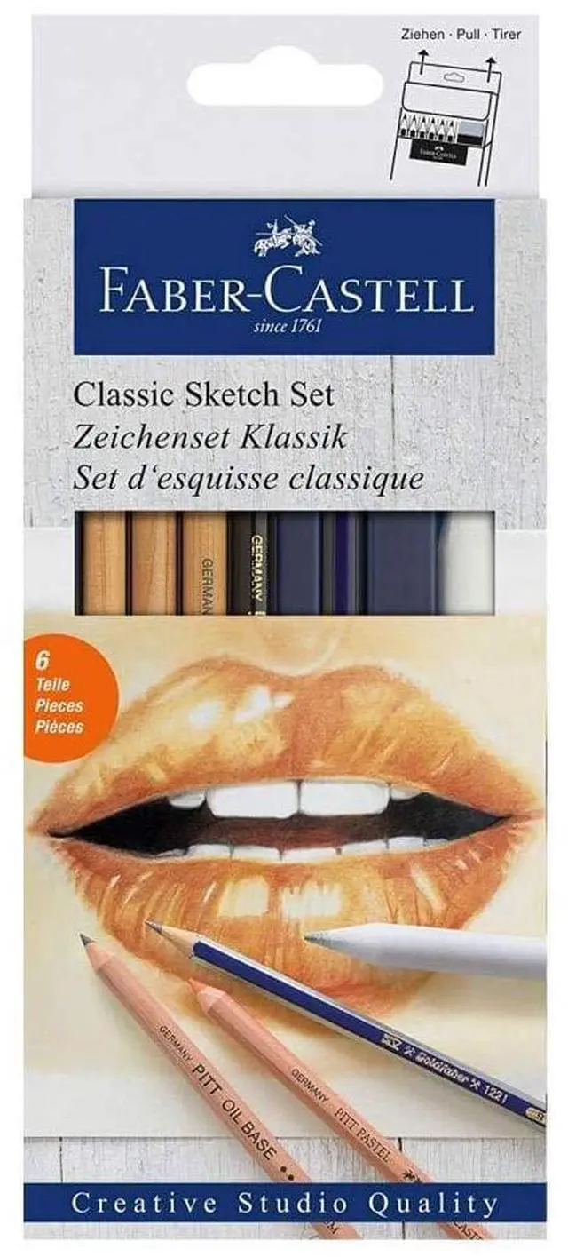 Main image of Faber-Castell Classic Sketch Set - 6 Piece Graphite & Pastel Pencil Sketching Set