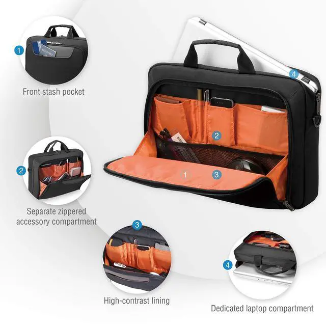 Alt view image 6 of 7 - EVERKI Advance Laptop Briefcase 16 Inch - Business Briefcase for Men & Women, Ideal Lap Top Computer Bag for Travel, Heavy Duty Laptop Bag, Mens Lap Top Messenger Carrying Case - (EKB407NCH) Black