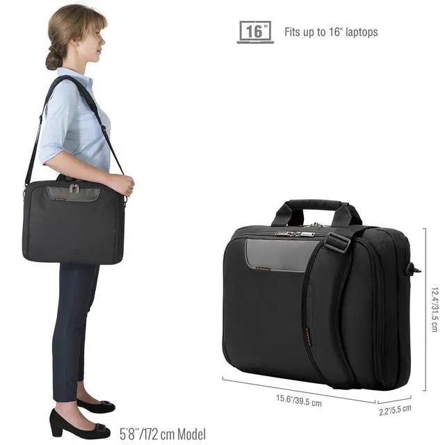 Alt view image 5 of 7 - EVERKI Advance Laptop Briefcase 16 Inch - Business Briefcase for Men & Women, Ideal Lap Top Computer Bag for Travel, Heavy Duty Laptop Bag, Mens Lap Top Messenger Carrying Case - (EKB407NCH) Black