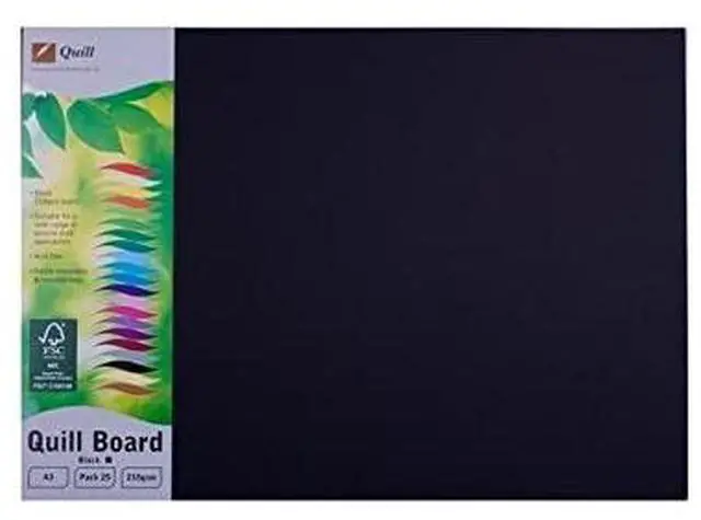Main image of Quill, Surface Board, 210gsm, A3, Pack 25, Black