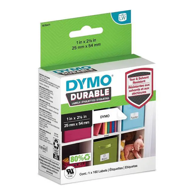 Alt view image 2 of 7 - DYMO LW Durable Labels for LabelWriter Label Printers, White Poly, 1 x 2-1/8, 1 Roll of 160