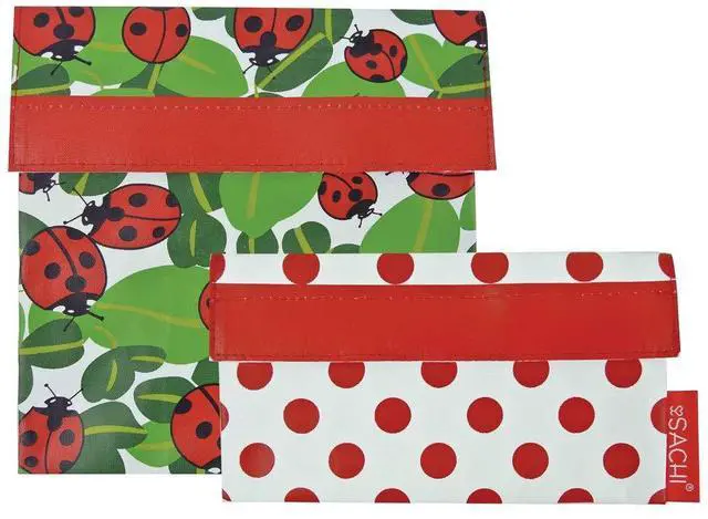 Main image of Sachi Reusable Sandwich/Snack Lunch Pockets Set of 2 - Lady Bug