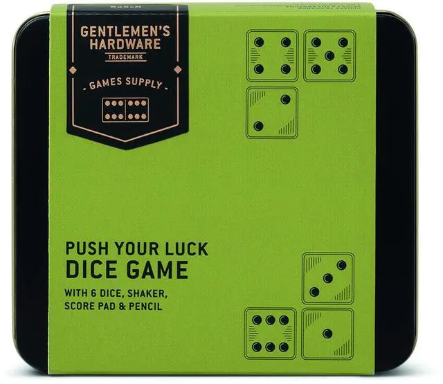 Main image of Gentlemen's Hardware Push Your Luck Dice Game in a Tin Gift, Multicolored
