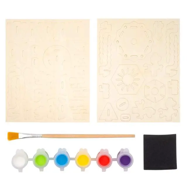 Alt view image 2 of 6 - Allessimo 3D Paint Creat Puzzle (Carousel - 43pcs) Model Paint Kit with Brush Toys for Kids Puzzle Build 3D Puzzles Educational Crafts Building DIY