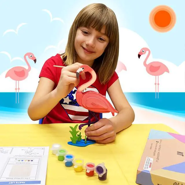 Alt view image 6 of 6 - Allessimo 3D Paint Creat Puzzle (Carousel - 43pcs) Model Paint Kit with Brush Toys for Kids Puzzle Build 3D Puzzles Educational Crafts Building DIY