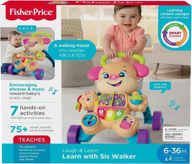 Alt view image 6 of 6 - Fisher-Price Laugh & Learn Smart Stages Learn With Sis Walker, Pink
