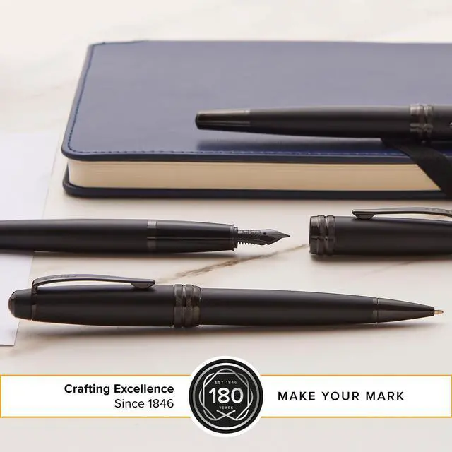 Alt view image 3 of 6 - Cross Bailey Matte Black Lacquer Ballpoint Pen - Refillable Pen for Long-Lasting Use - Smooth Writing - Comfortable Grip - Stylish Distinctive Look - Black Ink - Corporate Gifts
