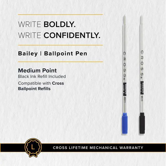 Alt view image 6 of 6 - Cross Bailey Matte Black Lacquer Ballpoint Pen - Refillable Pen for Long-Lasting Use - Smooth Writing - Comfortable Grip - Stylish Distinctive Look - Black Ink - Corporate Gifts