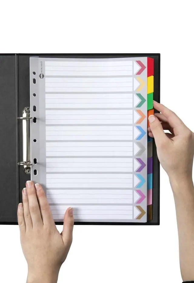 Alt view image 2 of 3 - Marbig 35017F Reinforced Dividers Handle A4 Colour 10 Tabs White