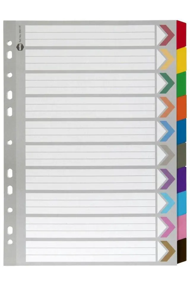 Alt view image 3 of 3 - Marbig 35017F Reinforced Dividers Handle A4 Colour 10 Tabs White