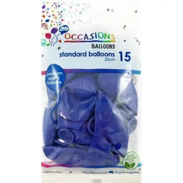 Alt view image 3 of 3 - ALPEN BALLOONS ALPEN 25CM BLUE 15'S