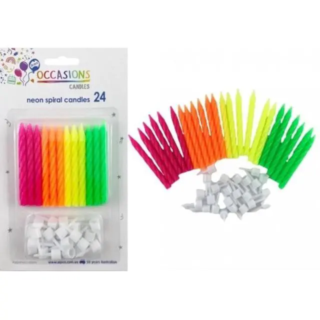 Alt view image 2 of 3 - ALPEN CANDLES ALPEN B/DAY NEON W/HOLDERS 24'S