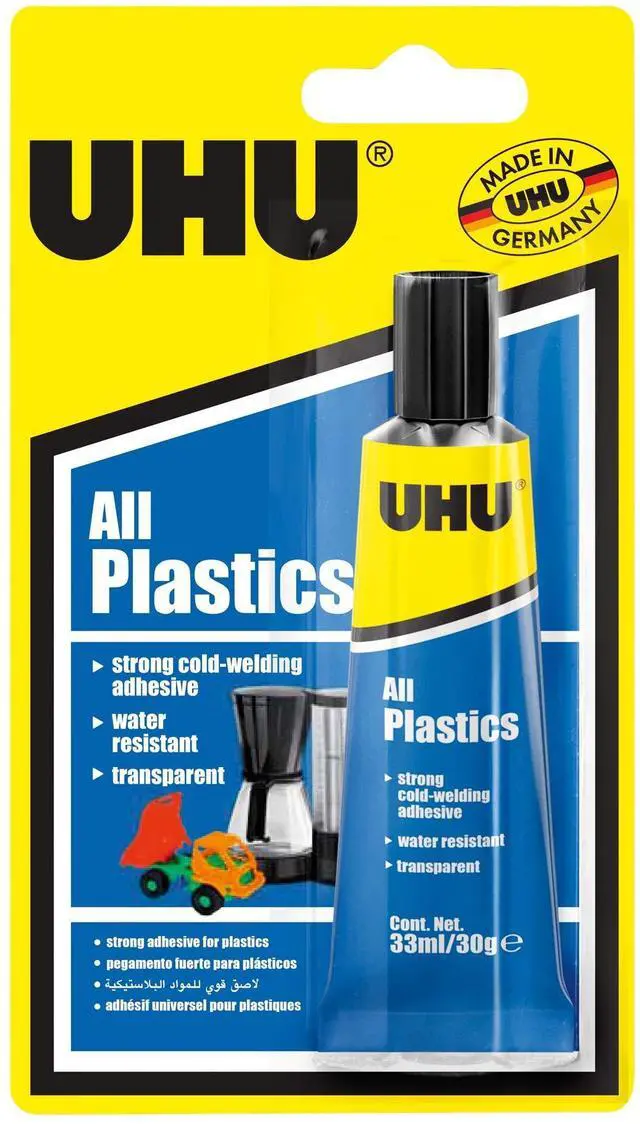 Main image of UHU 3-63166, Blister, Powerful Universal Adhesive for Plastics, 33ml, Transparent