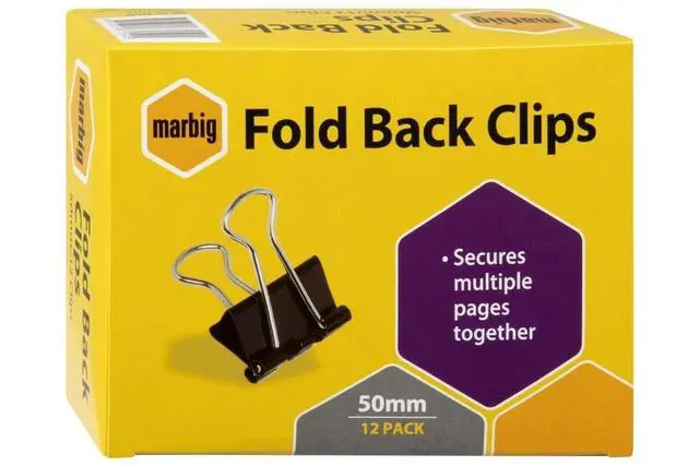 Alt view image 2 of 4 - MARBIG(R) Fold Back Clips 50mm Box 12 87050