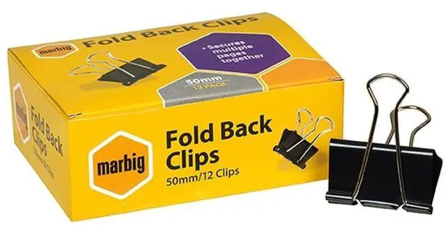 Main image of MARBIG(R) Fold Back Clips 50mm Box 12 87050