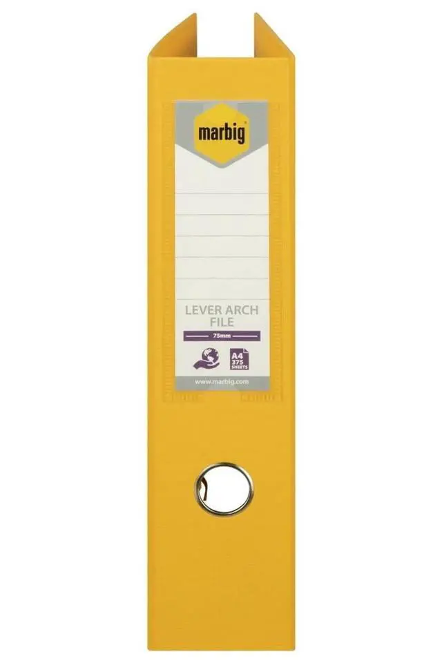 Alt view image 3 of 6 - Marbig Lever Arch File A4 Pe Yellow