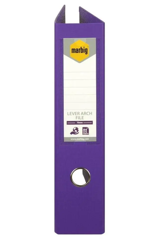 Alt view image 3 of 6 - Marbig Lever Arch File A4 Pe Purple