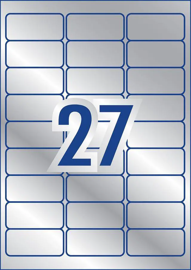Alt view image 3 of 3 - Avery L6011-20 Extra-Strong Adhesive Silver Heavy Duty Labels, 27 Labels Per A4 Sheet