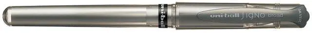 Main image of Uni Ball Silver Signo Pen Broad Metallic Gel Ink Rollerball Metal 1mm Tip Nib 0.65mm Line Width With Rubber Grip UM-153 (Pack Of 12)