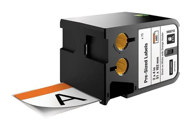 Alt view image 3 of 3 - DYMO Industrial Pre-sized Safety Labels for DYMO XTL Label Makers, Black on White with Orange Header, 2"x4", 1 Roll (1868719)
