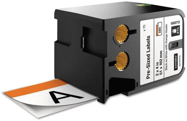 Main image of DYMO Industrial Pre-sized Safety Labels for DYMO XTL Label Makers, Black on White with Orange Header, 2"x4", 1 Roll (1868719)