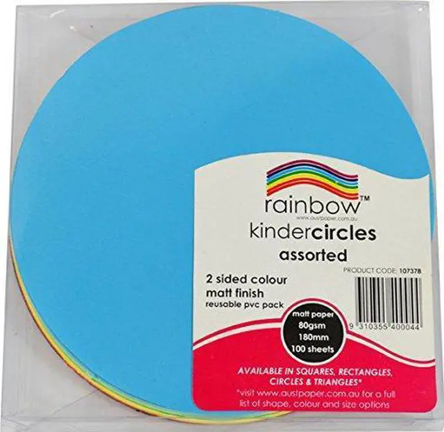Main image of RAINBOW CRAFT PAPER RAINBOW CIRCLES 100'S MATT D/SIDED 180MM