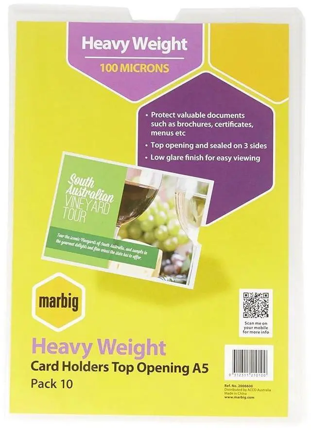 Main image of Marbig Card Holders A5 Pack10