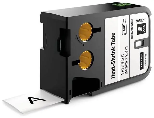 Main image of DYMO XTL Heat-Shrink Tube Labels 1" x 8.9' Black on White