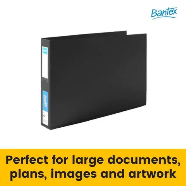 Alt view image 2 of 7 - Bantex, Ring Binder, Landscape, A3, 2D Ring, 38mm, Black