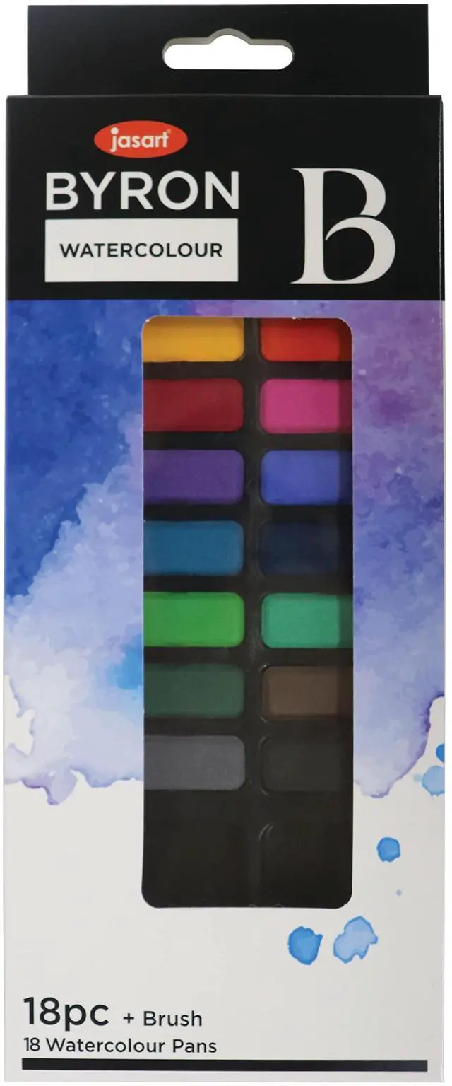 Main image of Jasart Byron Watercolour Pan Tin (18 Pieces Set)