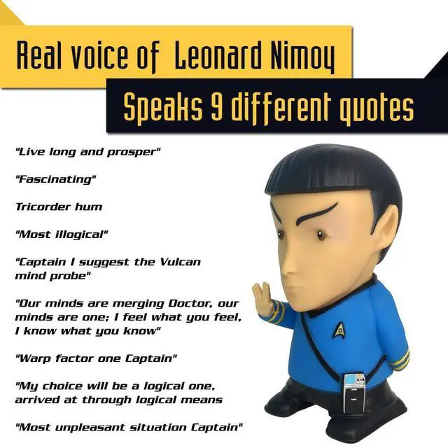 Alt view image 3 of 7 - Fametek Star Trek Mr. Spock 6-Inch Mobile Wireless Bluetooth Speaker w/ 9 Quotes