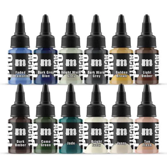 Alt view image 2 of 7 - Monument Hobbies PRO Acryl 22ml Acrylic Paint Set - Miniature Paint for Wargames - Non Toxic Acrylic Paint Compatible with Both Brush and Airbrush Painting Techniques - Ninjon Series