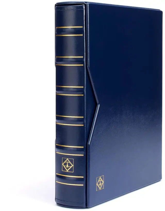 Main image of LIGHTHOUSE - Vario Classic Binder - 4-Ring Binder with Padded Leatherette Cover and Slipcase for up to 50 Sheets - Blue