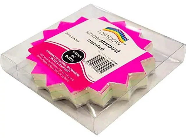 Main image of Rainbow Kinder Starburst 300GSM Kinder Shapes Fluro Paper, Assorted, 150 mm Size, (Pack of 60)