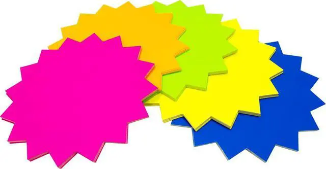 Alt view image 2 of 3 - Rainbow Kinder Starburst 300GSM Kinder Shapes Fluro Paper, Assorted, 150 mm Size, (Pack of 60)