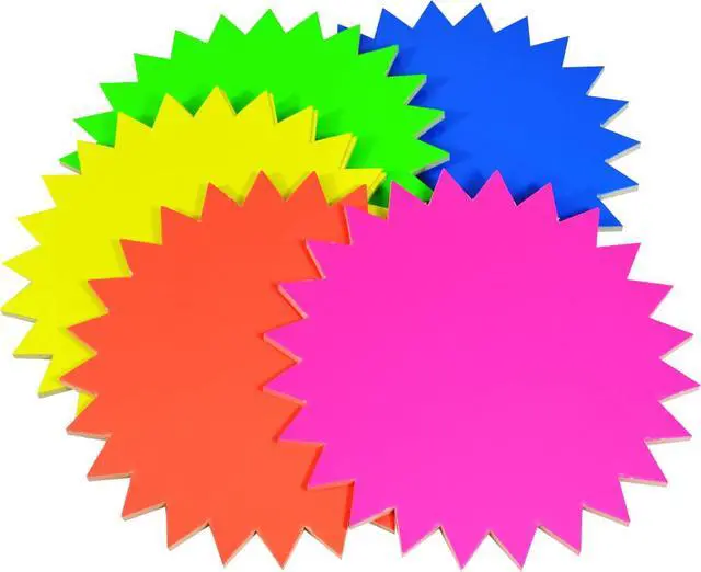 Alt view image 3 of 3 - Rainbow Kinder Starburst 300GSM Kinder Shapes Fluro Paper, Assorted, 150 mm Size, (Pack of 60)