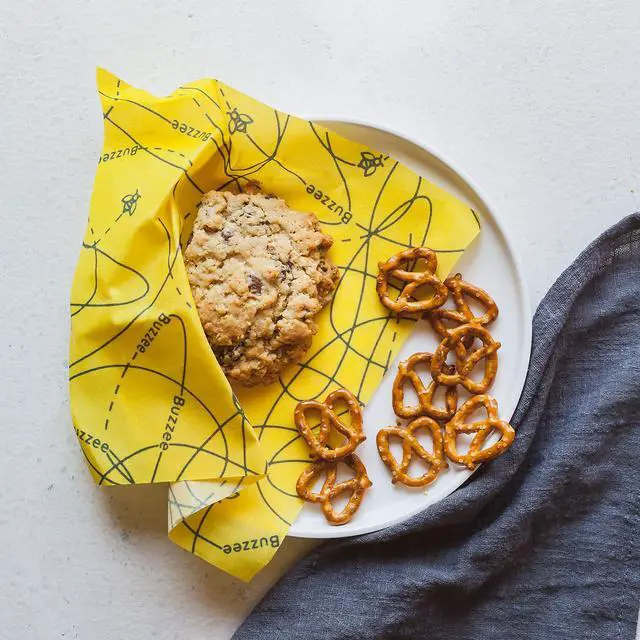 Alt view image 4 of 7 - Buzzee Reusable Food Wraps - Multi 3 Pack Assorted Prints Plastic Free Organic Cotton Beeswax Food Storage