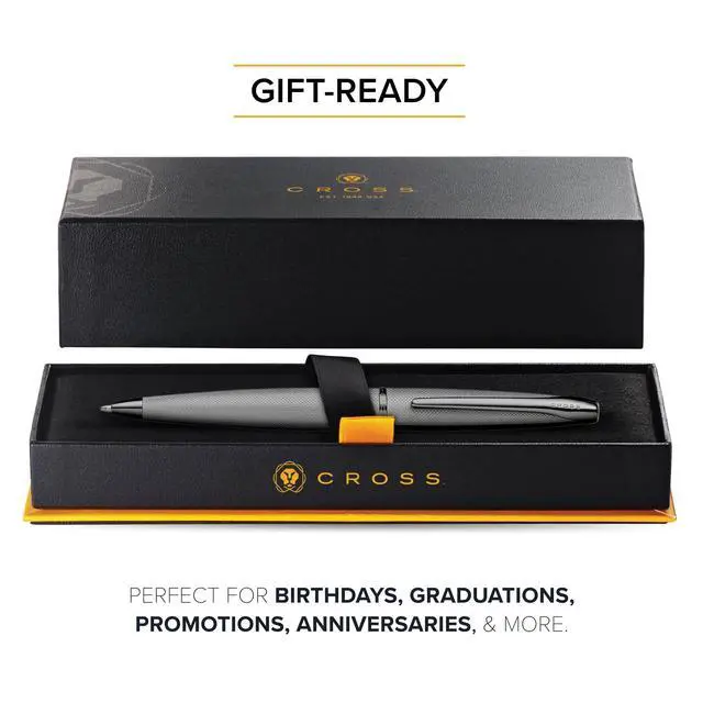 Alt view image 5 of 7 - Cross ATX Sandblasted Titanium Gray Ballpoint Pen - Refillable Pen for Smooth Writing - Black Ink - Comfortable Grip - Long-Lasting - Professional Office Supplies - Gift Box Included