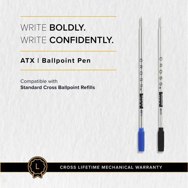 Alt view image 6 of 7 - Cross ATX Sandblasted Titanium Gray Ballpoint Pen - Refillable Pen for Smooth Writing - Black Ink - Comfortable Grip - Long-Lasting - Professional Office Supplies - Gift Box Included