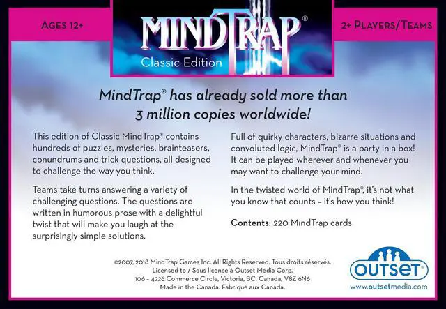 Alt view image 4 of 4 - Outset Media MindTrap Classic Edition Game of Puzzles, Mysteries, Conundrums and Trick Questions - Family Game - Lateral Knowledge Developer - Ages 12 and Up