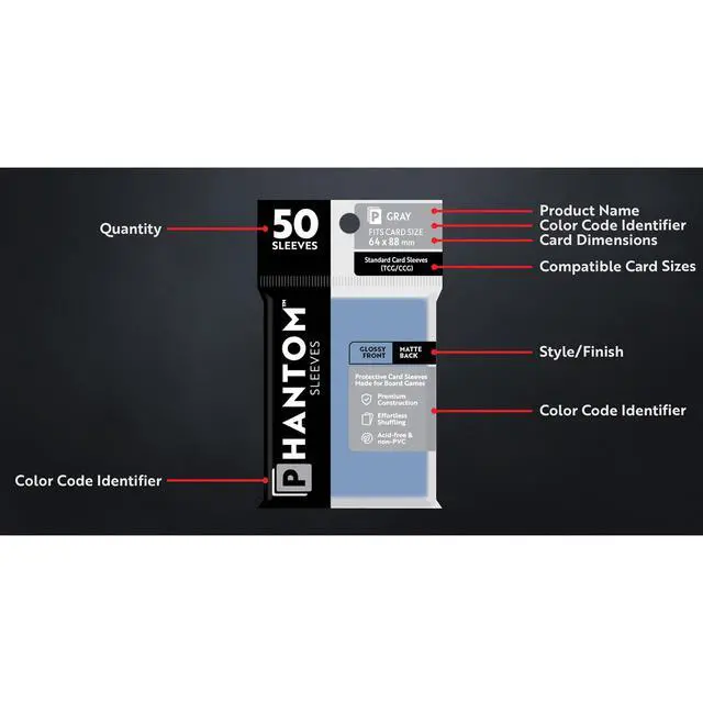 Alt view image 2 of 6 - Phantom Sleeves: Brown Size 43 x 65mm: Matte Front/Back - 50 Pack - Transparent Protective Card Sleeves for Board Games, Trading Cards & Card Games